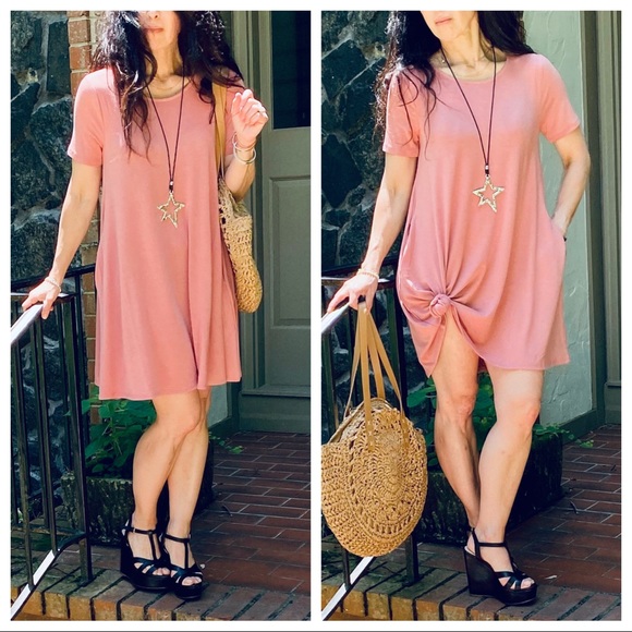 CHIC ROSE T-SHIRT SIDE POCKET SWING DRESS - Picture 8 of 10